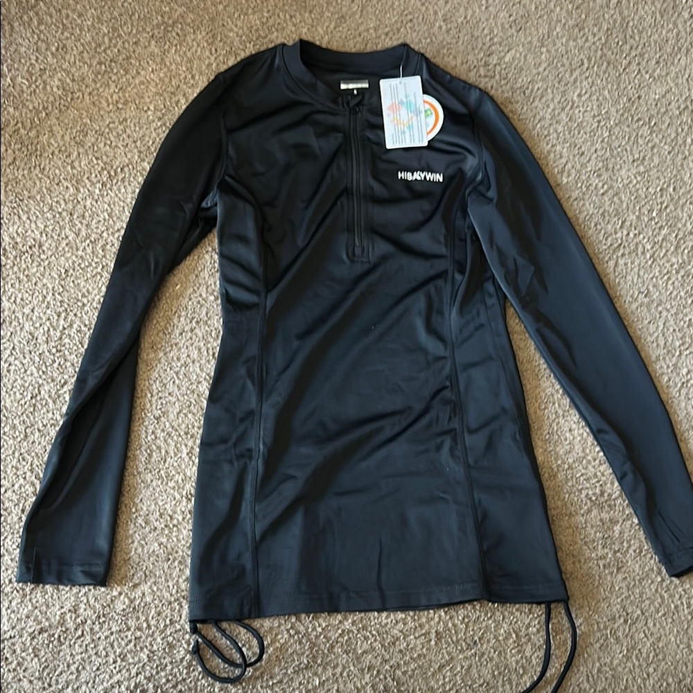 NWT Black Long Sleeve Swim Top